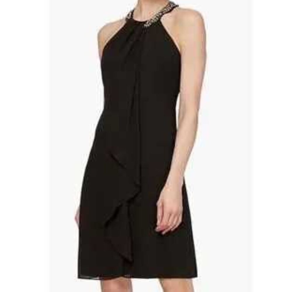 S.L. Fashions Women's Jewel Halter Neckline Cocktail, Wedding Guest, Perfect Par